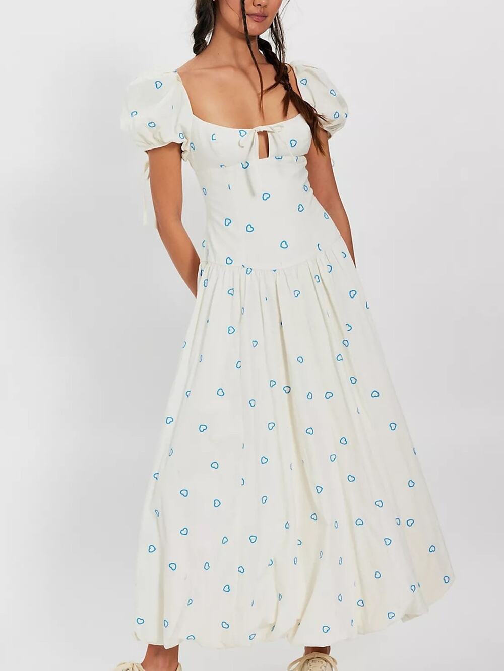 Free People Bali Sprinkled Heart Maxi Dress in Tofu Combo 12